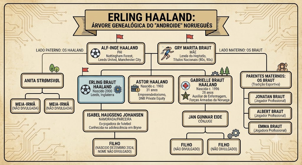 Erling Haaland: a árvore genealógica do “Androide” norueguês